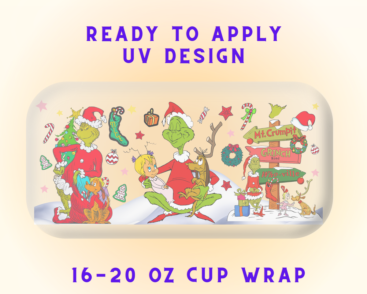 Grinch’s Christmas Magic UV DTF Cup Wrap - Ready to Press UV Design