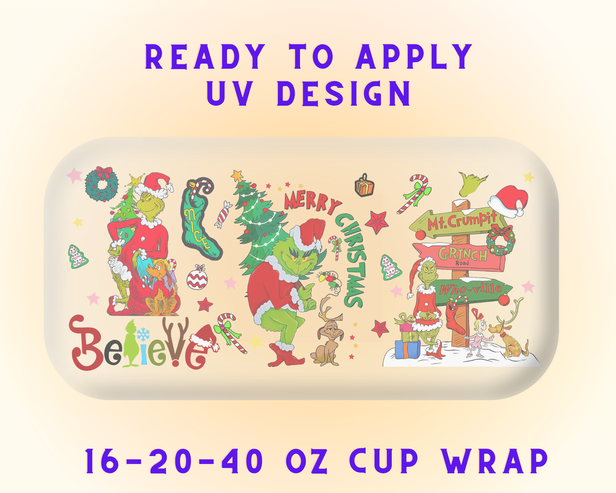 Grinch’s Naughty List UV DTF Cup Wrap - Ready to Press UV Design