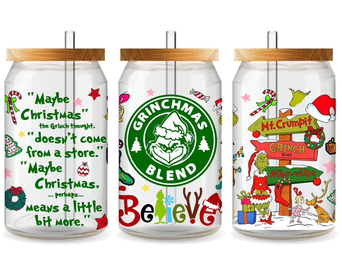 Grinch’s Joyful Grump UV DTF Cup Wrap - Ready to Press UV Design