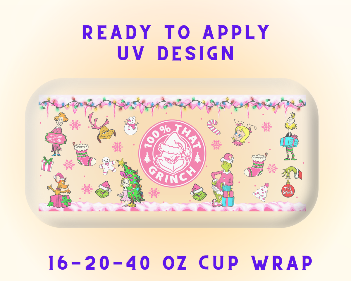 Grinch’s Merry Mischief UV DTF Cup Wrap - Ready to Press UV Design