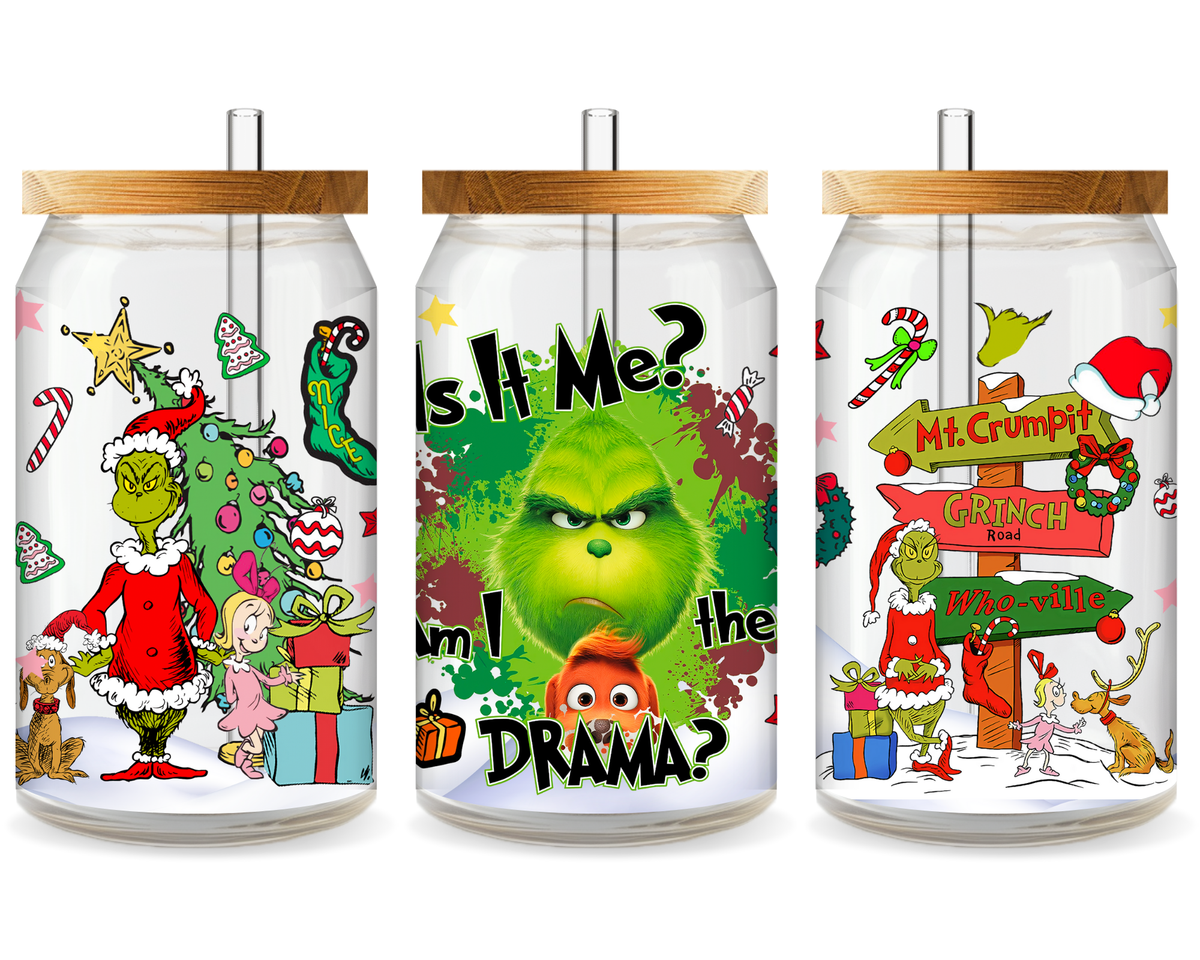 Grinchy Christmas UV DTF Cup Wrap - Ready to Press UV Design