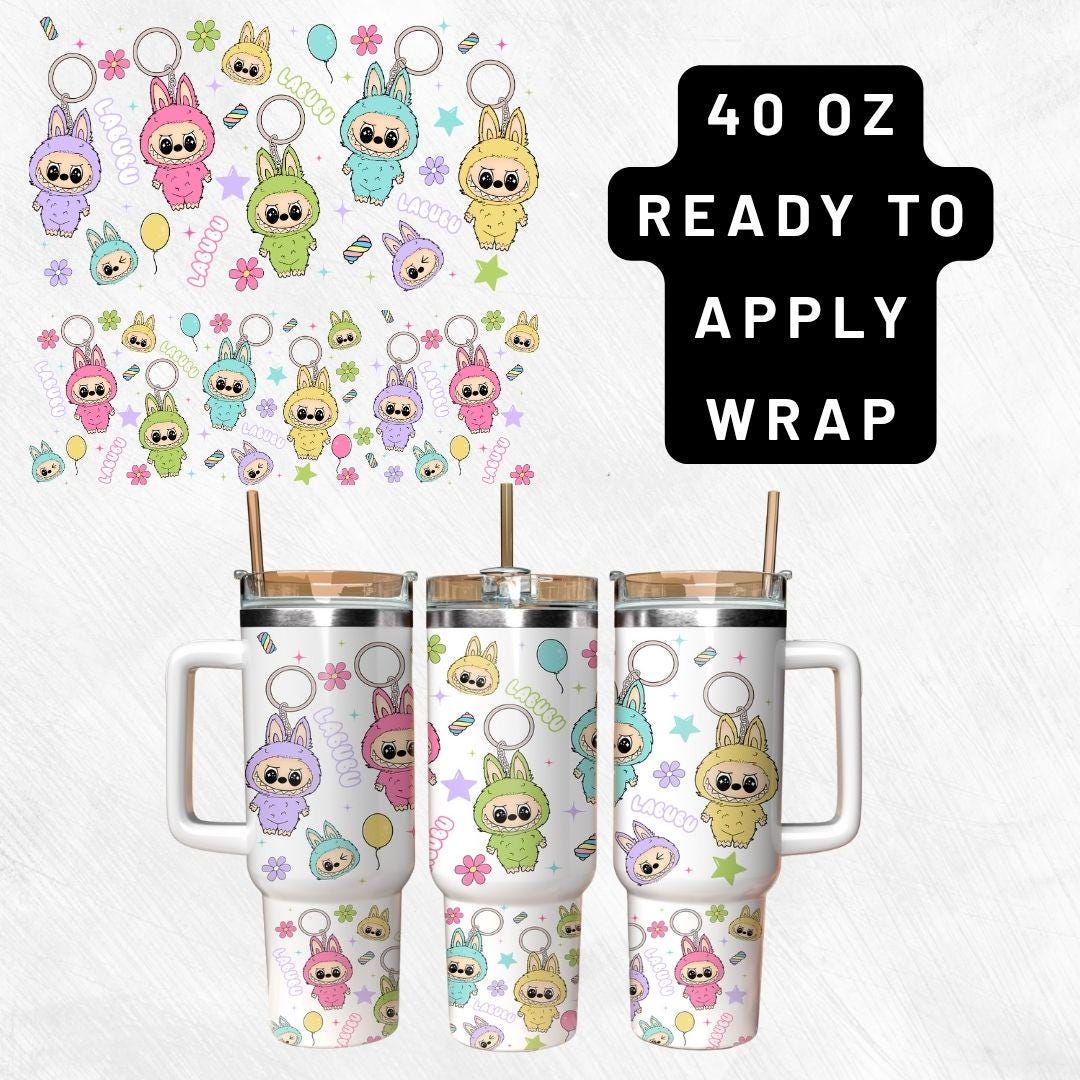 Ready to Apply Labubu Cup Wrap, Labubu UV DTF Decal, 16oz Glass Can Sticker, Labubu Tumbler Wrap, Labubu Gift, Labubu 30 ozCup Wrap CUP06
