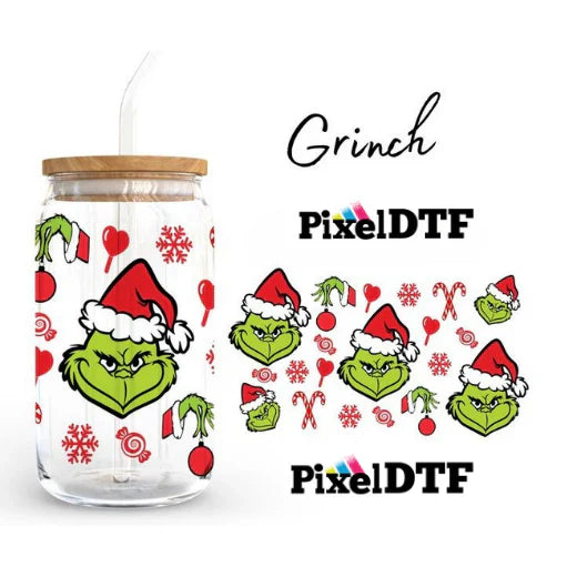 Grinch Inspired UV DTF Cup Wraps - Ready to Press UV Designs