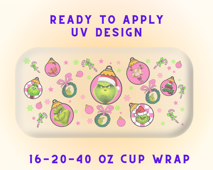 Grinch’s Grinchmas Twist UV DTF Cup Wrap - Ready to Press UV Design