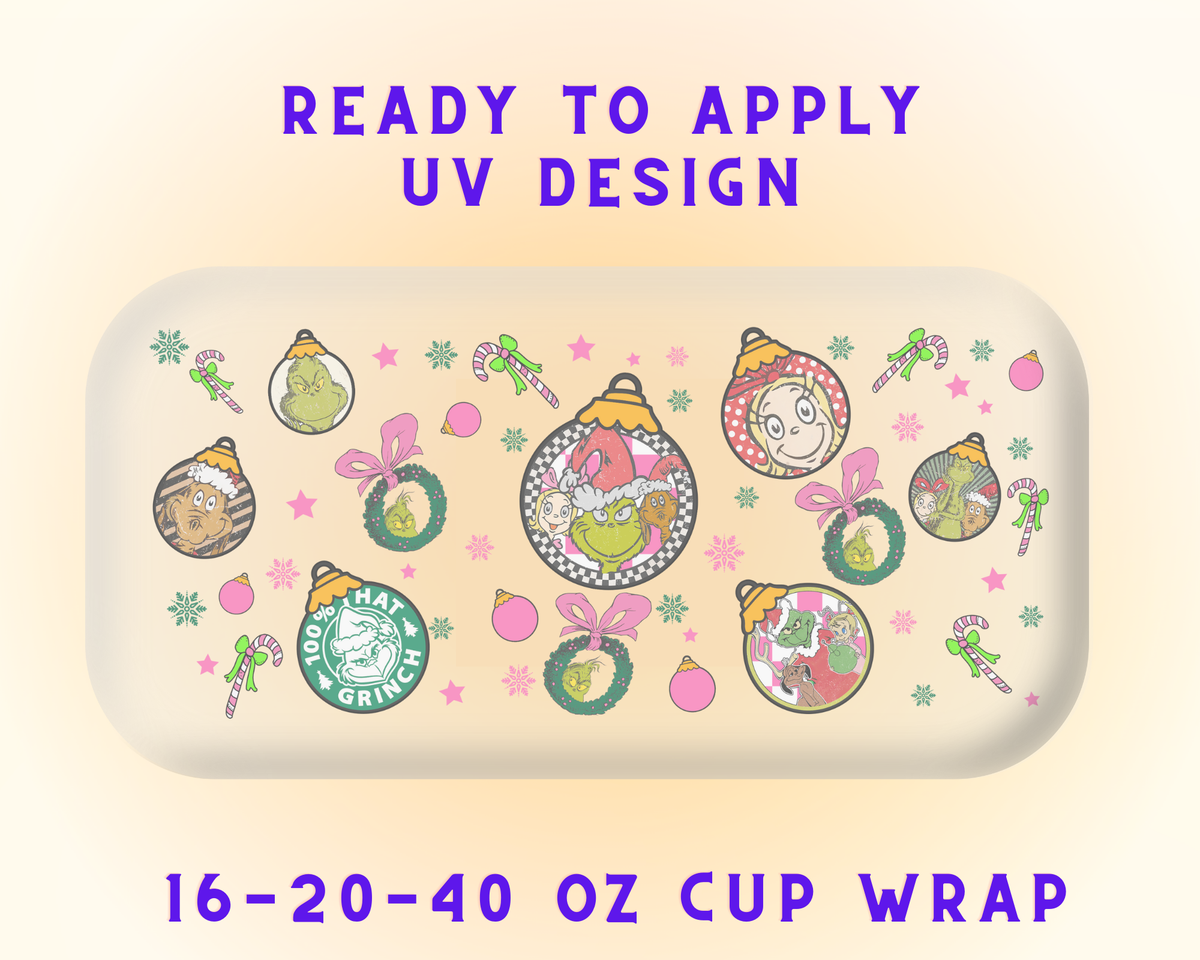 Grinch’s Holiday Surprise UV DTF Cup Wrap - Ready to Press UV Design