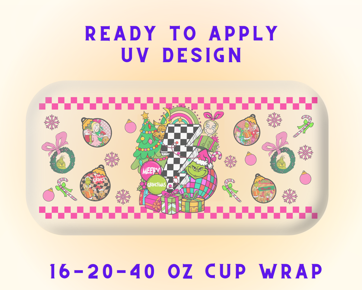 Grinch’s Holiday Grin UV DTF Cup Wrap - Ready to Press UV Design