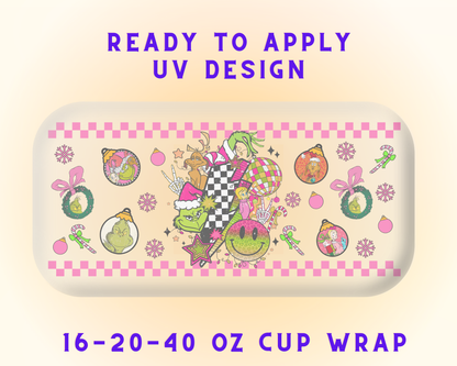 Grinch’s Sleigh Bell Fun UV DTF Cup Wrap - Ready to Press UV Design