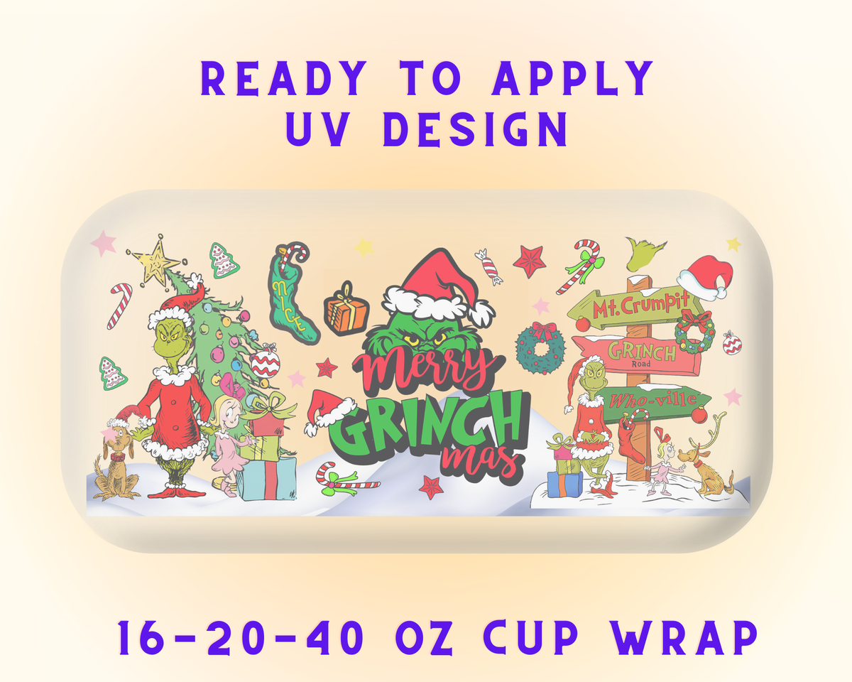 Grinchy Vibes UV DTF Cup Wrap - Ready to Press UV Design