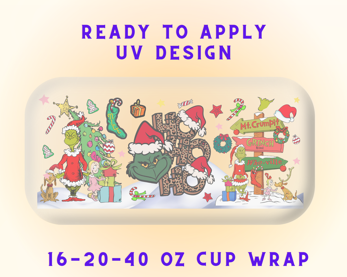 Grinch’s Holiday Fun UV DTF Cup Wrap - Ready to Press UV Design