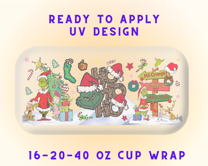 Grinch’s Holiday Fun UV DTF Cup Wrap - Ready to Press UV Design