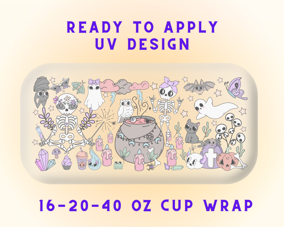 Magic Witch Halloween UV DTF Cup Wrap - Ready to Press UV Design