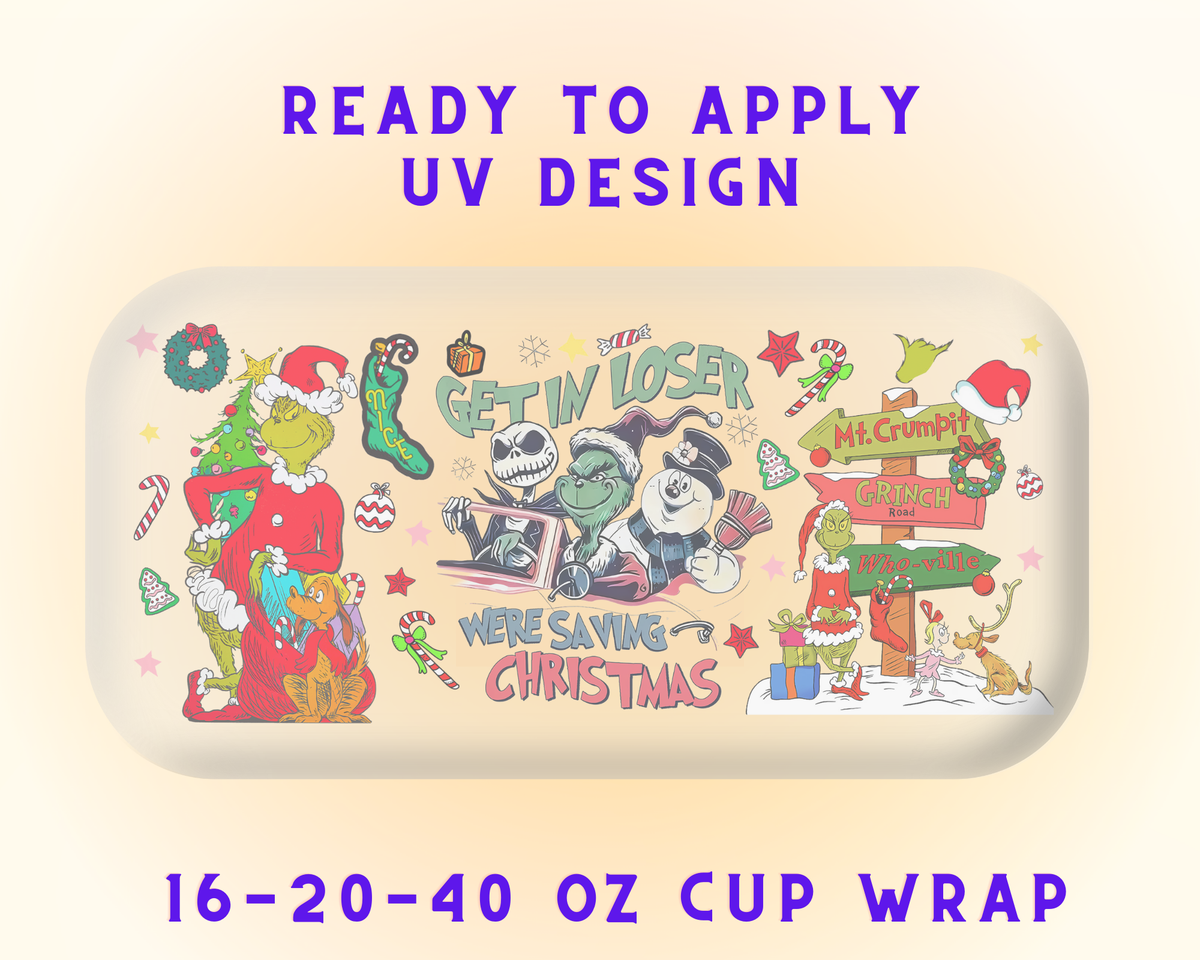 Grinchy Christmas Spirit UV DTF Cup Wrap - Ready to Press UV Design
