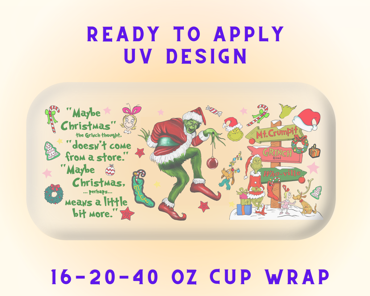 Grinchmas Laughs UV DTF Cup Wrap - Ready to Press UV Design