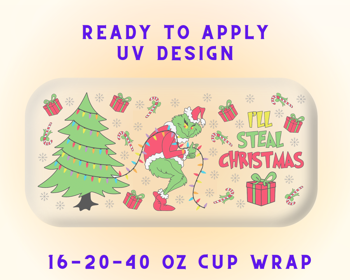 Grinchy Grin UV DTF Cup Wrap - Ready to Press UV Design