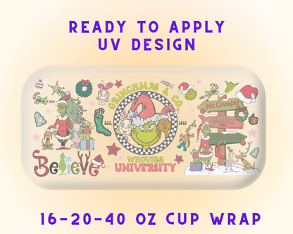Grinchy Christmas Wishes UV DTF Cup Wrap - Ready to Press UV Design