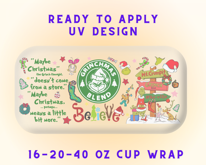 Grinch’s Joyful Grump UV DTF Cup Wrap - Ready to Press UV Design
