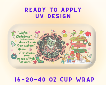 Grinch’s Cozy Christmas UV DTF Cup Wrap - Ready to Press UV Design
