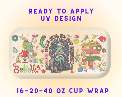Grinch’s Naughty Grin UV DTF Cup Wrap - Ready to Press UV Design