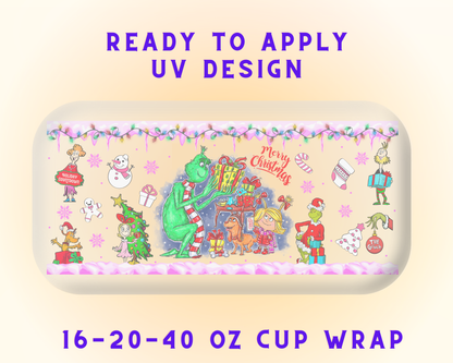 Grinch’s Holiday Ho-Ho-Ho UV DTF Cup Wrap - Ready to Press UV Design
