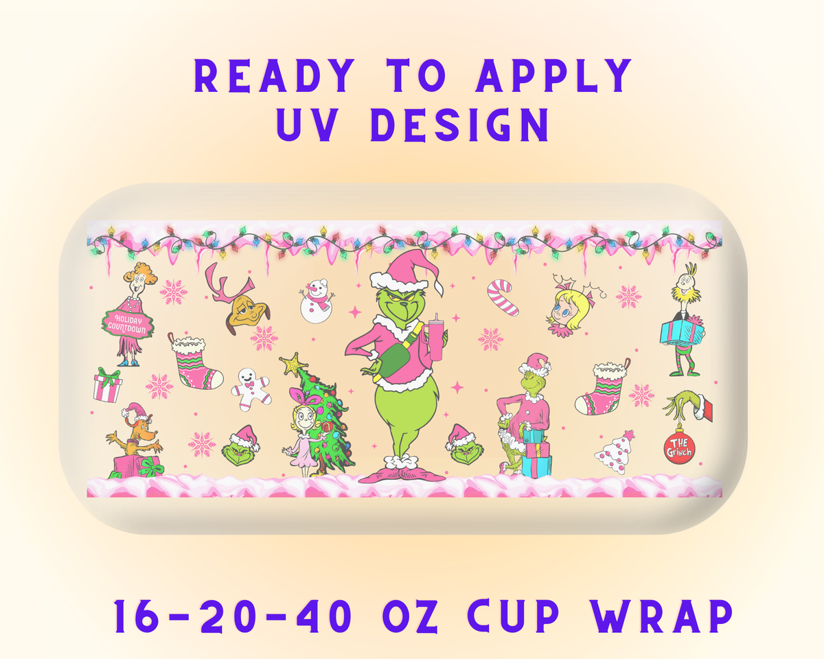 Grinch’s Snarky Christmas UV DTF Cup Wrap - Ready to Press UV Design