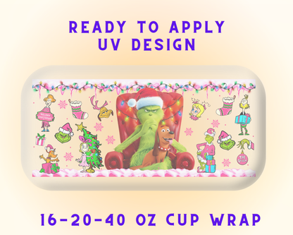 Grinch’s Holiday Escape UV DTF Cup Wrap - Ready to Press UV Design