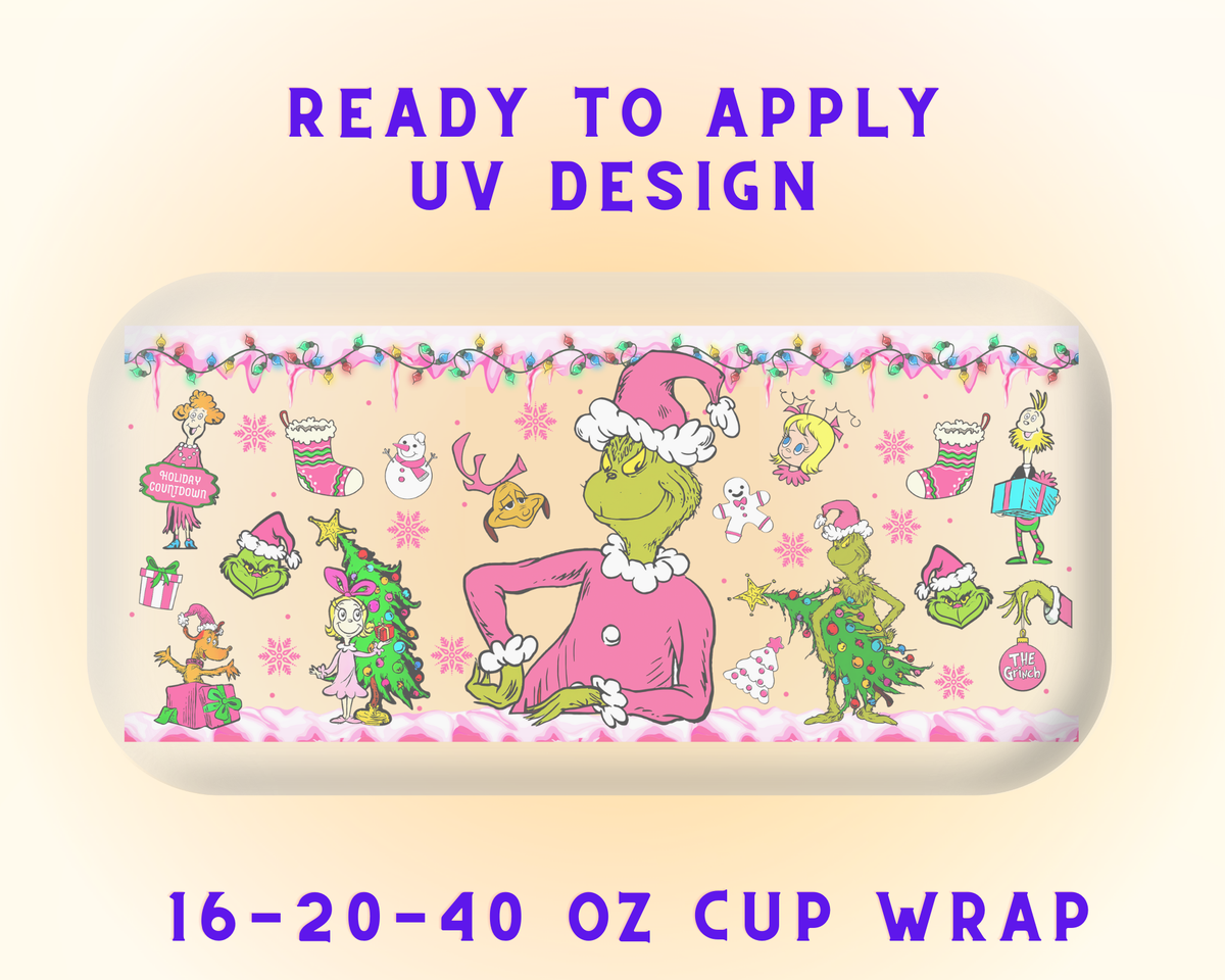 Grinch’s Frosty Mischief UV DTF Cup Wrap - Ready to Press UV Design
