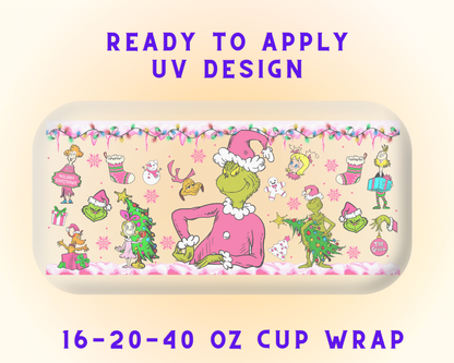 Grinch’s Frosty Mischief UV DTF Cup Wrap - Ready to Press UV Design