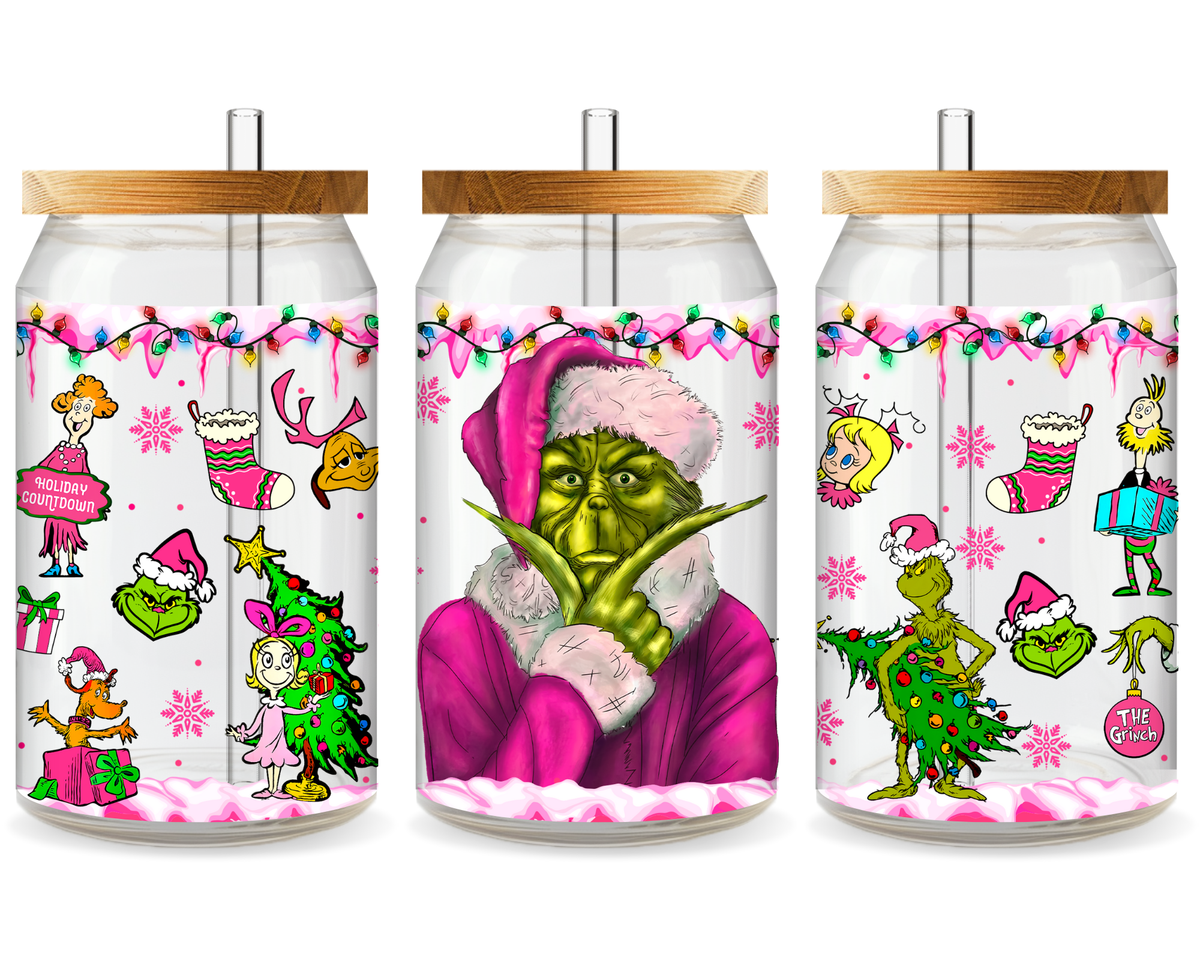 Grinch’s Festive Grin UV DTF Cup Wrap - Ready to Press UV Design