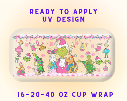 Grinch’s Naughty Holiday UV DTF Cup Wrap - Ready to Press UV Design