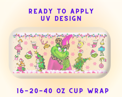 Grinch’s Jolly Chaos UV DTF Cup Wrap - Ready to Press UV Design
