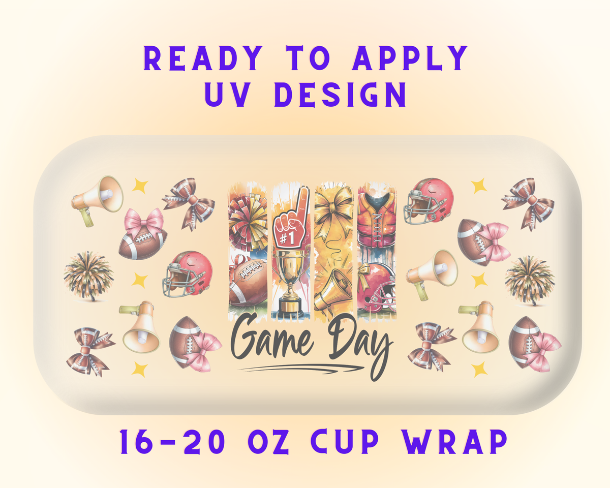 Football Mom’s Touchdown UV DTF Cup Wrap – Ready to Press UV Design