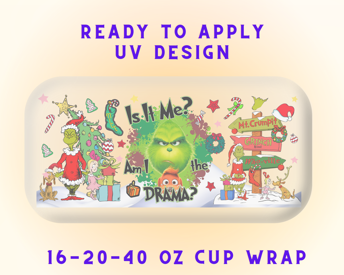 Grinchy Christmas UV DTF Cup Wrap - Ready to Press UV Design