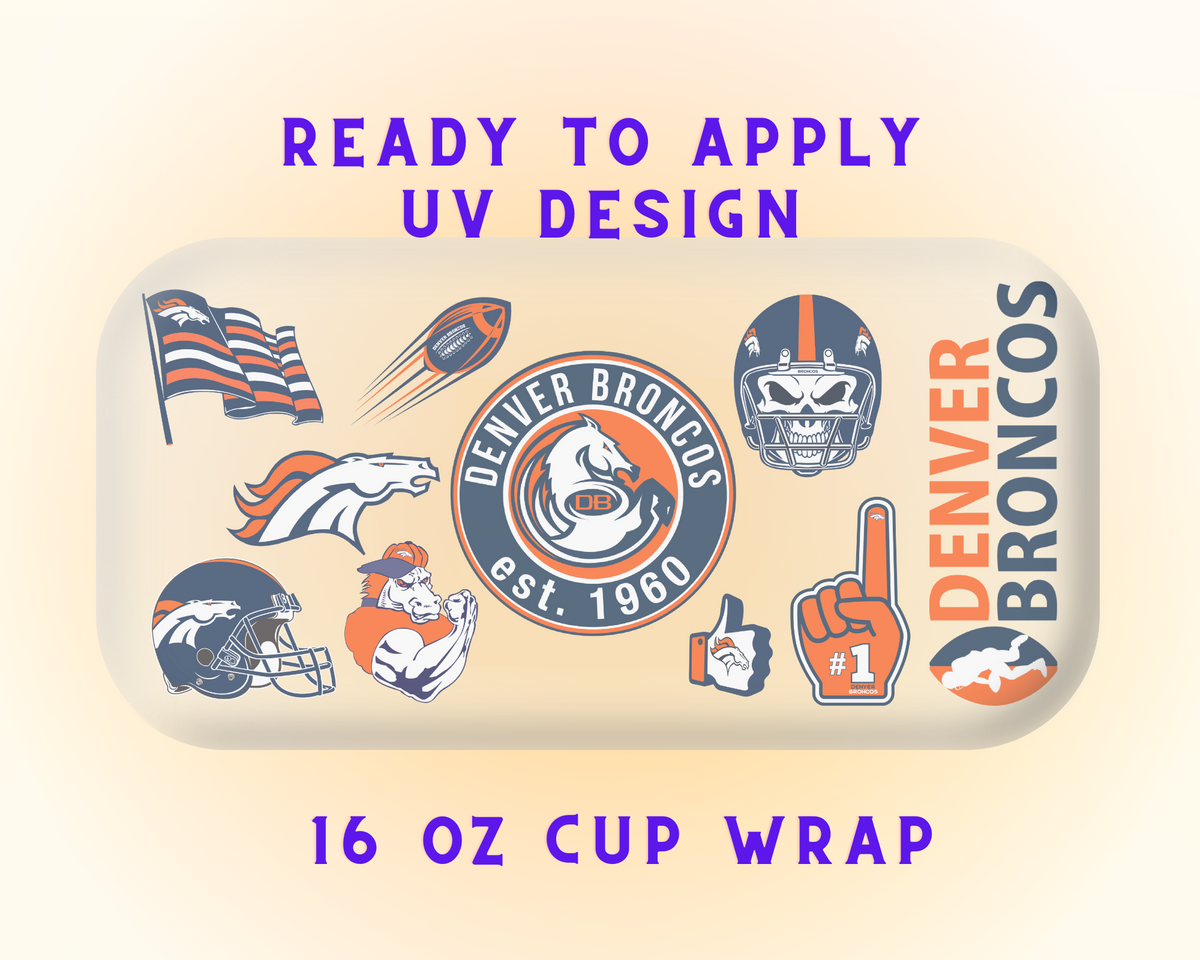 Denver Broncos Football Team Cup Wrap - Ready to Press UV DTF