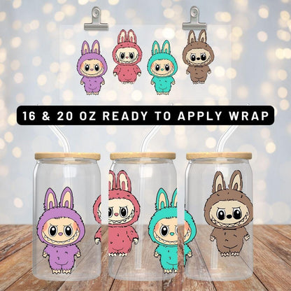 Ready to Apply Labubu Cup Wrap, Labubu UV DTF Decal, 16oz Glass Can Sticker, Labubu Tumbler Wrap, Labubu Gift, Labubu 30 ozCup Wrap CUP03