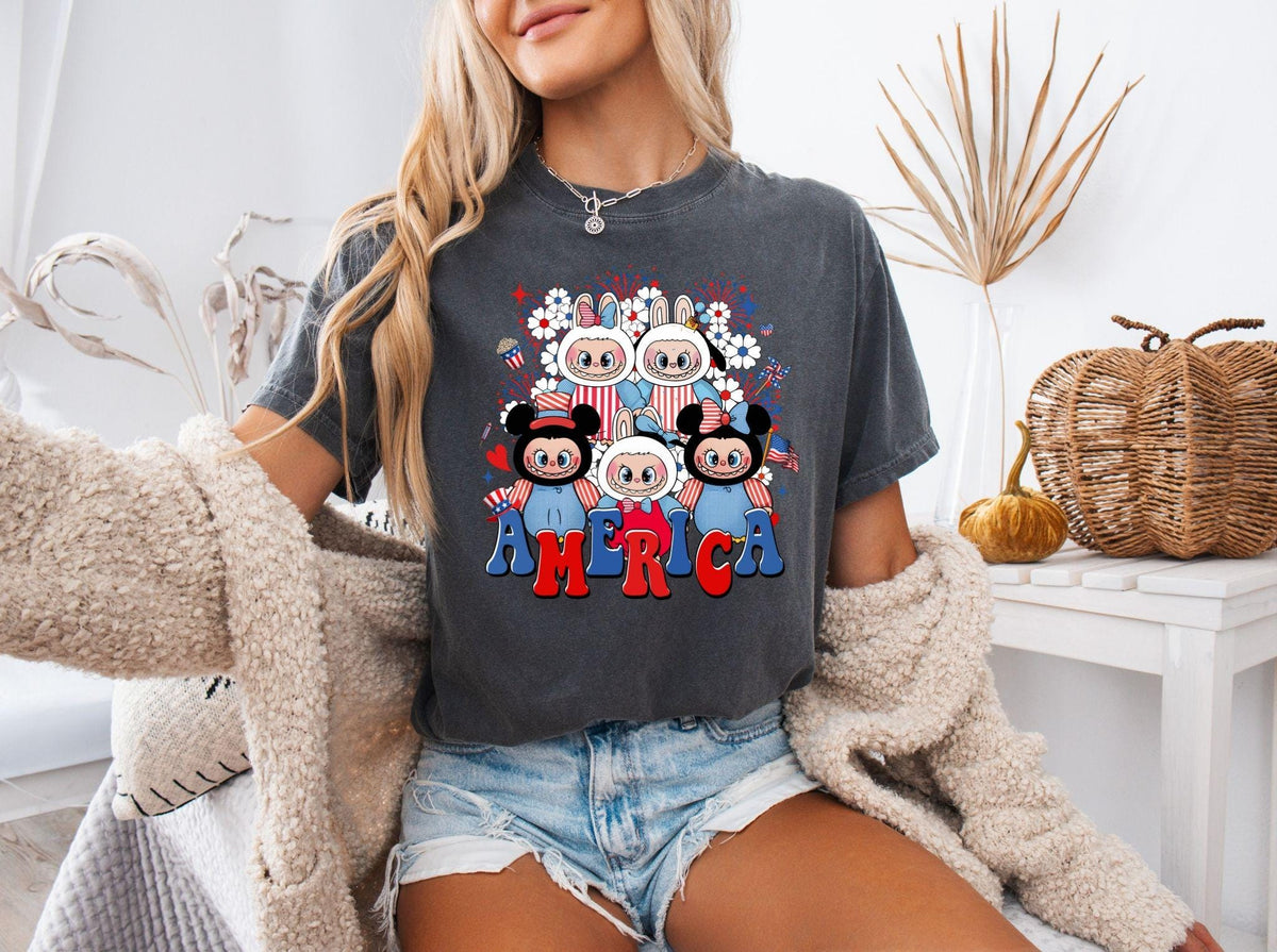 Labubu Ready to Press DTF Prints, Labubu Heat Transfer Design, Labubu 4th of July DTF Transfers, Labubu Tshirt DTF, 4th of July Dtf DV17
