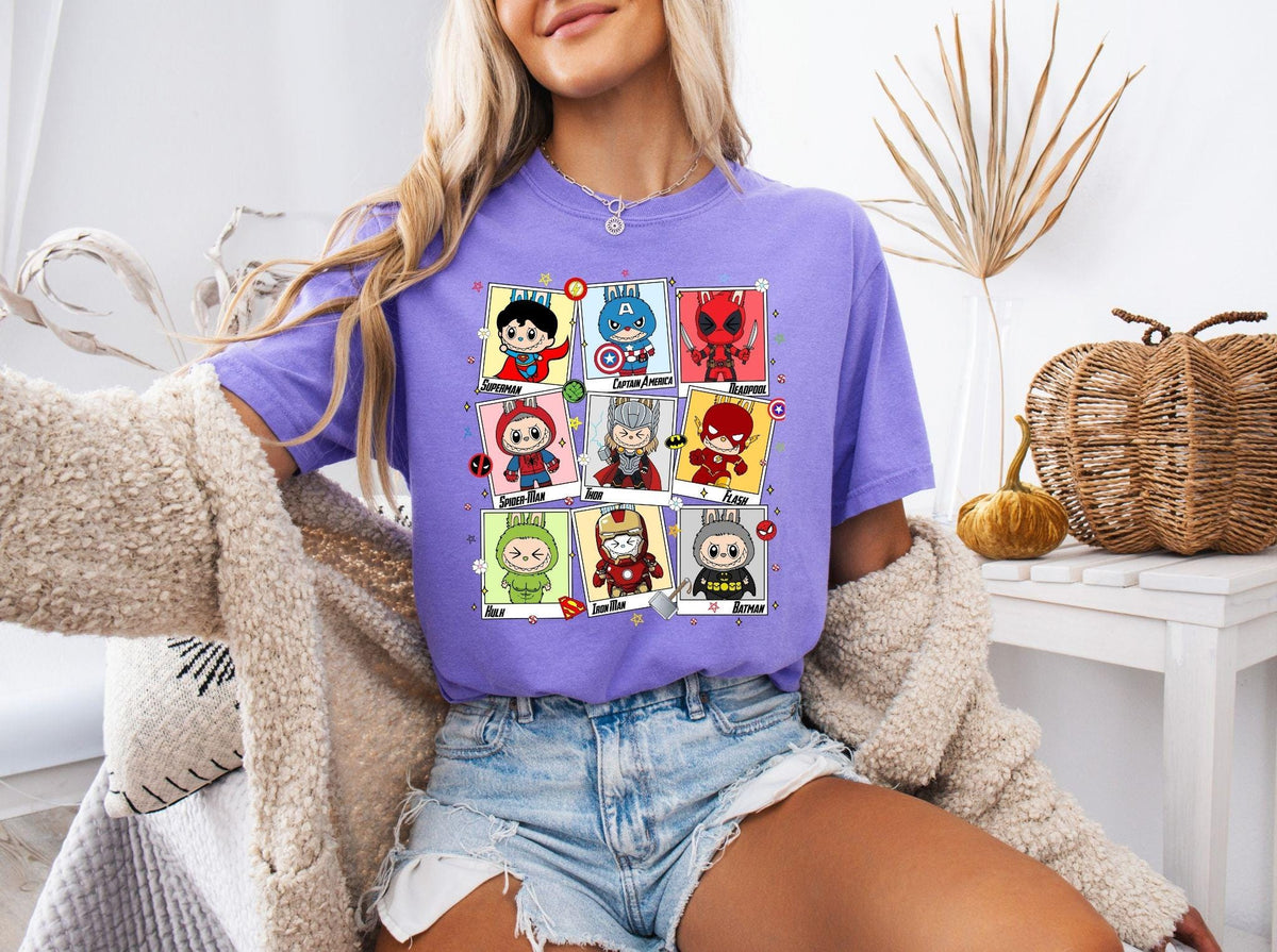 Labubu Heroes Ready to Press DTF Prints, Labubu Disney Heat Transfer Designs, Affordable DTF Transfers, Labubu Tshirt DTF DV22
