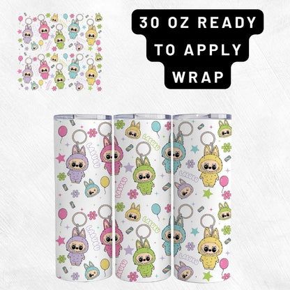 Ready to Apply Labubu Cup Wrap, Labubu UV DTF Decal, 16oz Glass Can Sticker, Labubu Tumbler Wrap, Labubu Gift, Labubu 30 ozCup Wrap CUP06