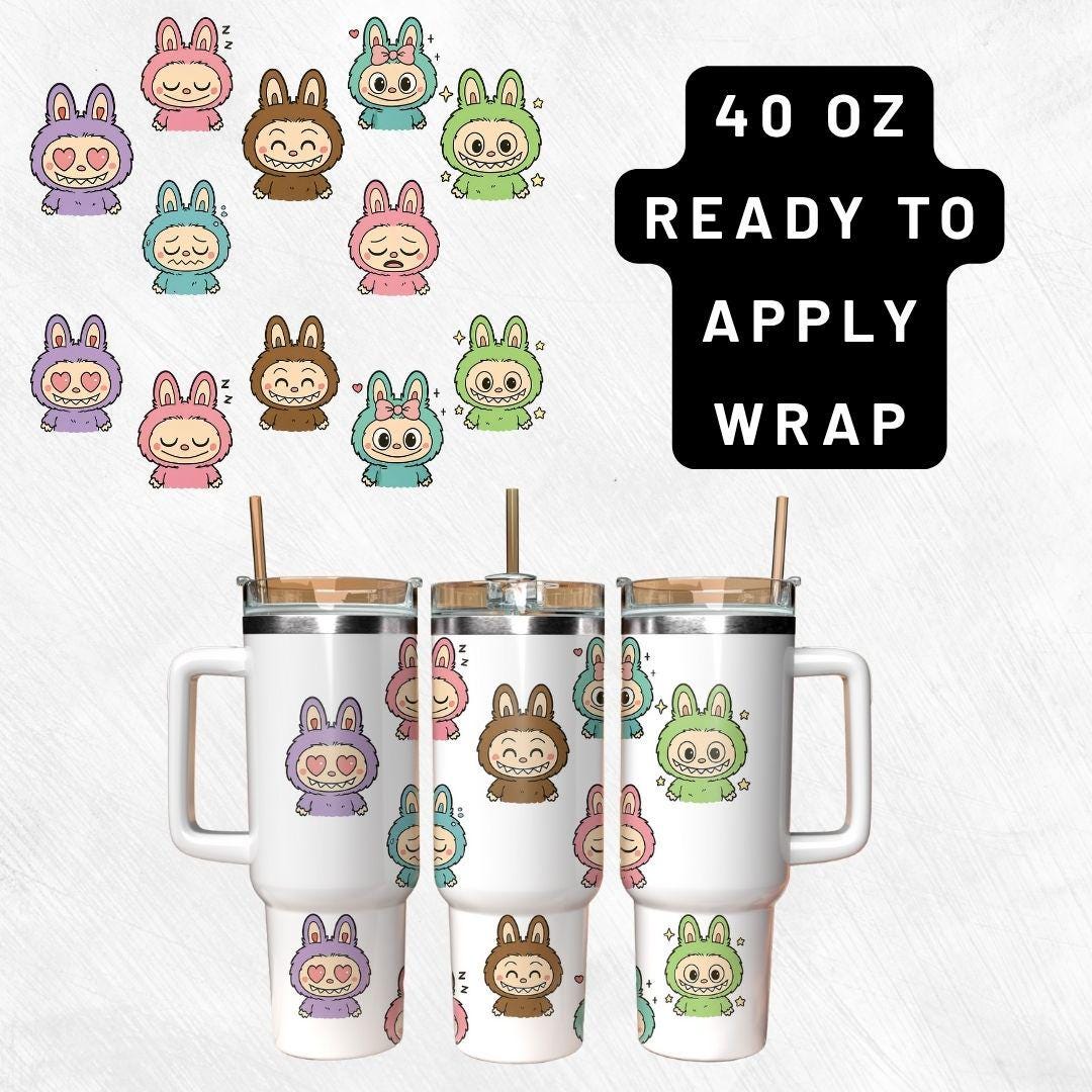 Ready to Apply Labubu Cup Wrap, Labubu UV DTF Decal, 16oz Glass Can Sticker, Labubu Tumbler Wrap, Labubu Gift, Labubu 30 ozCup Wrap CUP07