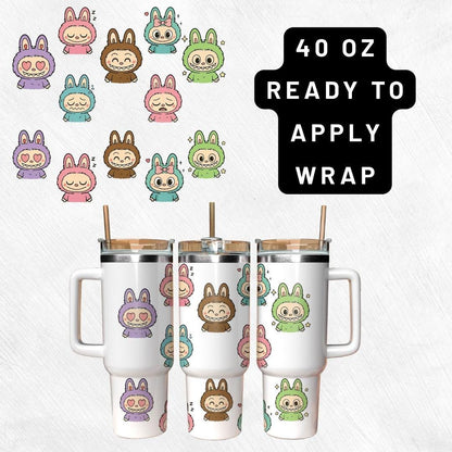 Ready to Apply Labubu Cup Wrap, Labubu UV DTF Decal, 16oz Glass Can Sticker, Labubu Tumbler Wrap, Labubu Gift, Labubu 30 ozCup Wrap CUP07