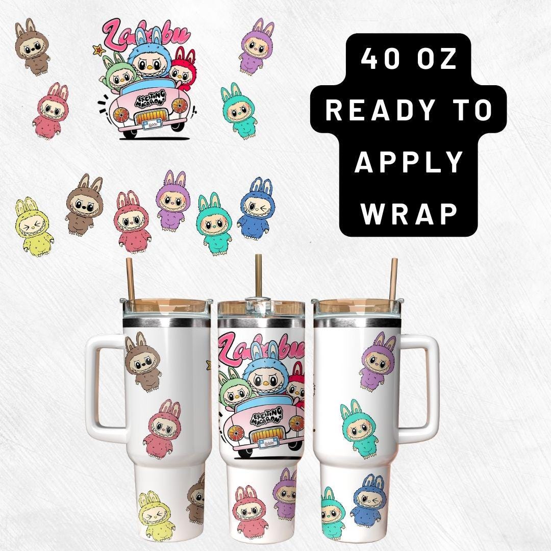 Ready to Apply Labubu Cup Wrap, Labubu UV DTF Decal, 16oz Glass Can Sticker, Labubu Tumbler Wrap, Labubu Gift, Labubu 30 ozCup Wrap CUP03