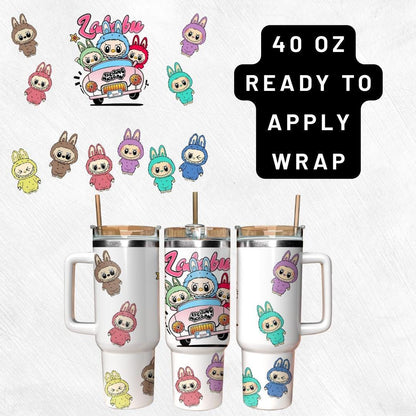 Ready to Apply Labubu Cup Wrap, Labubu UV DTF Decal, 16oz Glass Can Sticker, Labubu Tumbler Wrap, Labubu Gift, Labubu 30 ozCup Wrap CUP03