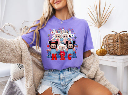 Labubu Ready to Press DTF Prints, Labubu Heat Transfer Design, Labubu 4th of July DTF Transfers, Labubu Tshirt DTF, 4th of July Dtf DV17