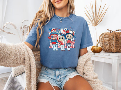 Labubu Ready to Press DTF Prints, Labubu Heat Transfer Design, Labubu 4th of July DTF Transfers, Labubu Tshirt DTF, 4th of July Dtf DV18