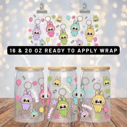 Ready to Apply Labubu Cup Wrap, Labubu UV DTF Decal, 16oz Glass Can Sticker, Labubu Tumbler Wrap, Labubu Gift, Labubu 30 ozCup Wrap CUP06