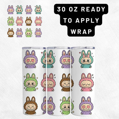 Ready to Apply Labubu Cup Wrap, Labubu UV DTF Decal, 16oz Glass Can Sticker, Labubu Tumbler Wrap, Labubu Gift, Labubu 30 ozCup Wrap CUP07